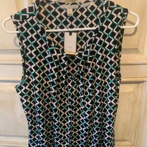 Dana Buchman Geometric Black and Green Blouse